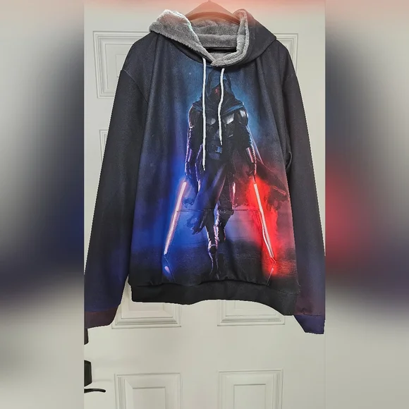 Star Wars Hoodie with Red and Blue Lightsabers DARTH REVAN - Picture 1 of 2